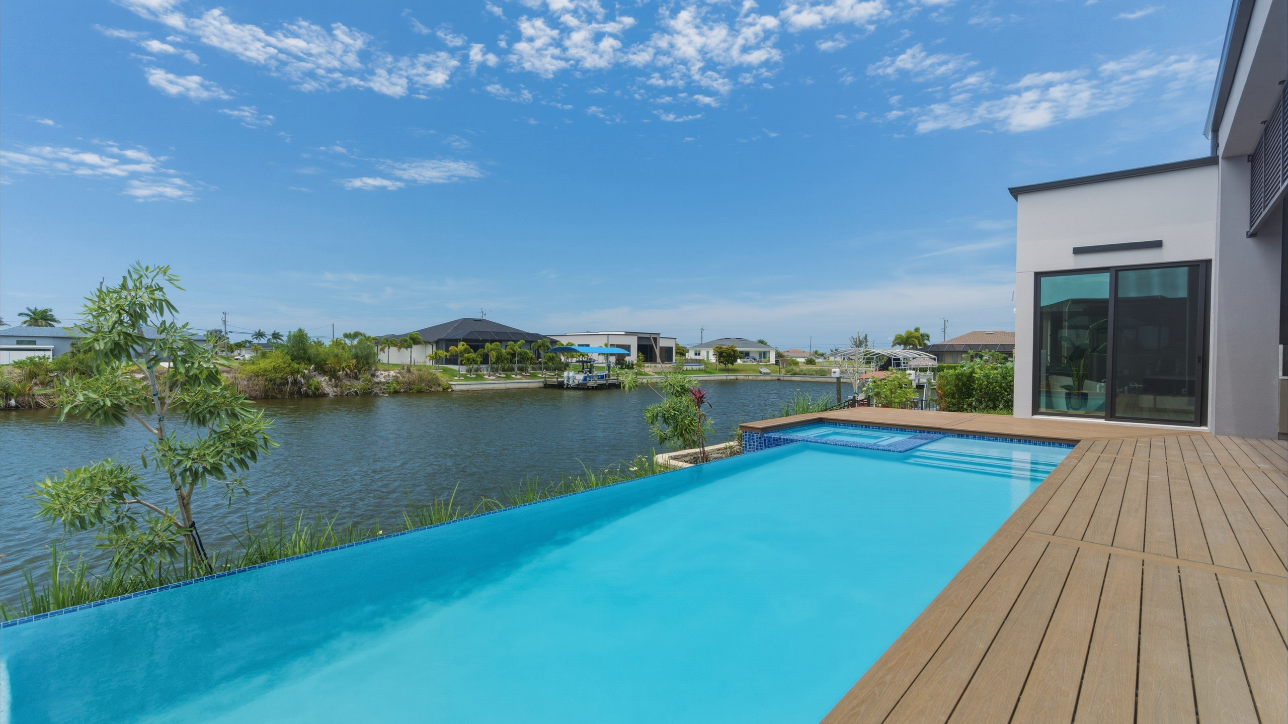 Waterfront pool at the illustrative property